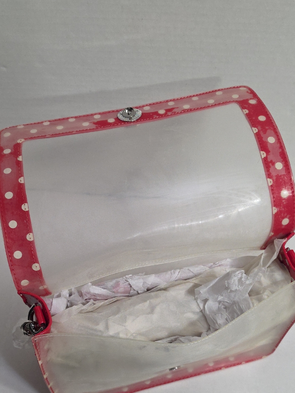 Score Game Day Clear Polka Dot Crossbody Bag with Red Trim *NWT* - Picture 6 of 9